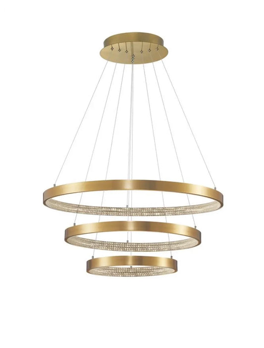 Candelabru structura din Aluminiu Auriu antichizat si abajur din Acrilic Transparent H150xL80cm IP20 112W 4731lm 3000k PRESTON
