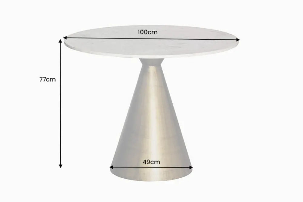 Masa rotunda din Marmura Alb si Metal Cupru D100xH77cm Elegancia