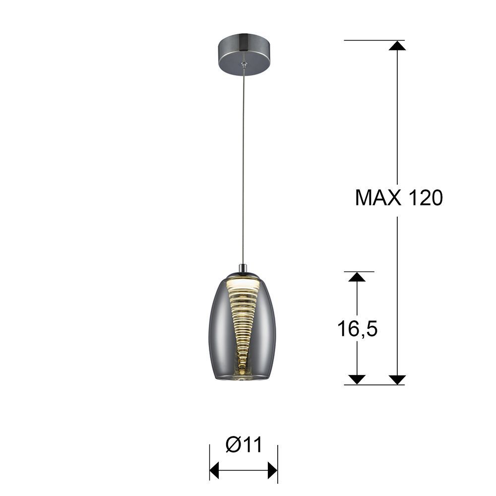 Pendul cu inaltime reglabila din Sticla Transparent cu LED D11xH120cm Nebula