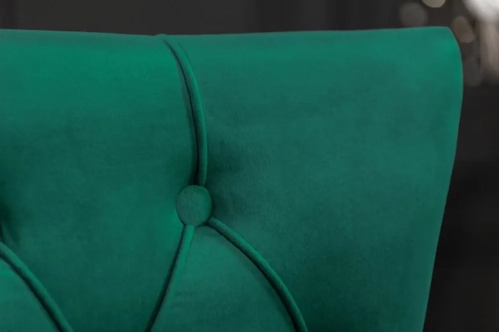 Scaun tapitat cu Catifea Verde cu picioare din Otel inoxidabil Argintiu H94xL53xA63cm Castle Deluxe