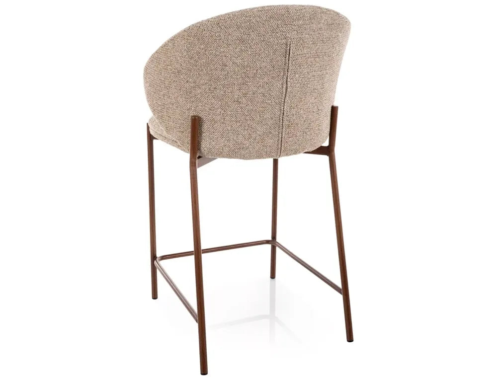 Scaun de insula din Stofa Bej si Metal Maro H90xL54xA56cm Kioto