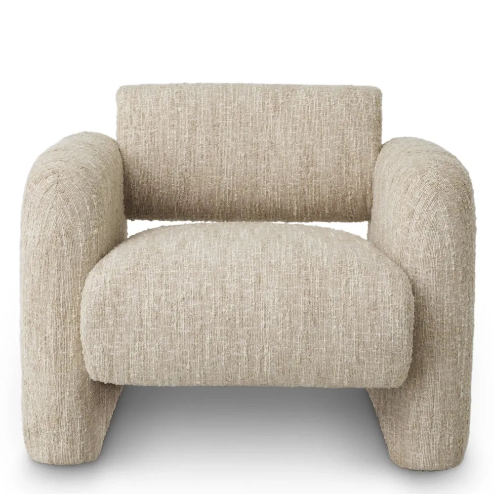 Fotoliu tapitat cu Stofa boucle Crem L100xA96xH80cm Vesper Eichholtz