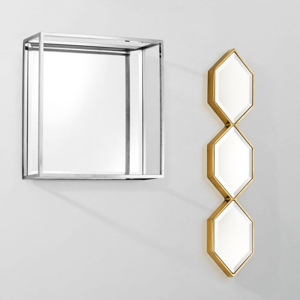 Oglinda Asimetrica cu rama din Metal Auriu SARONNO H110xL25cm