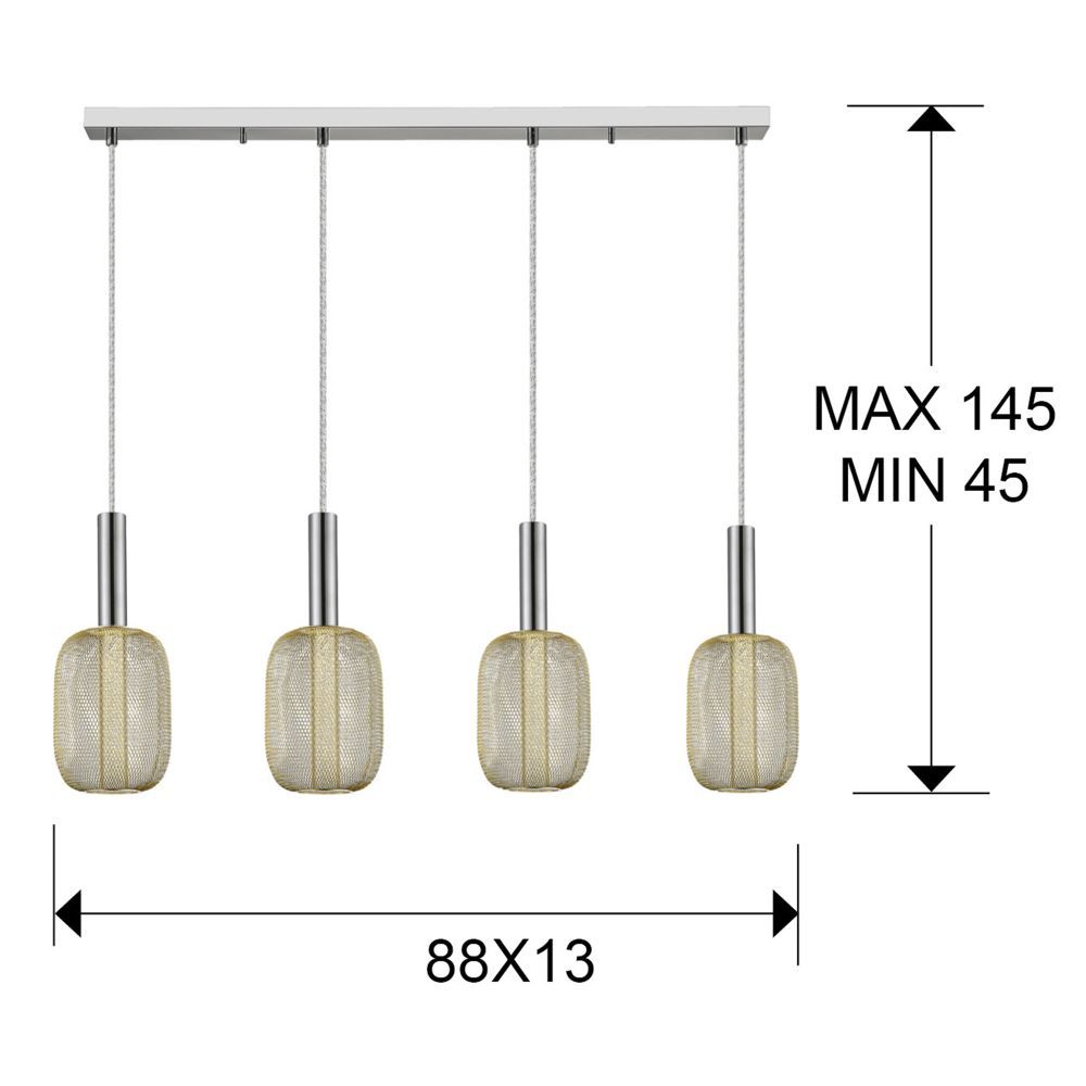 Lustra dreptunghiulara cu inaltime reglabila din Metal Auriu cu LED L88x13xH145cm Micron