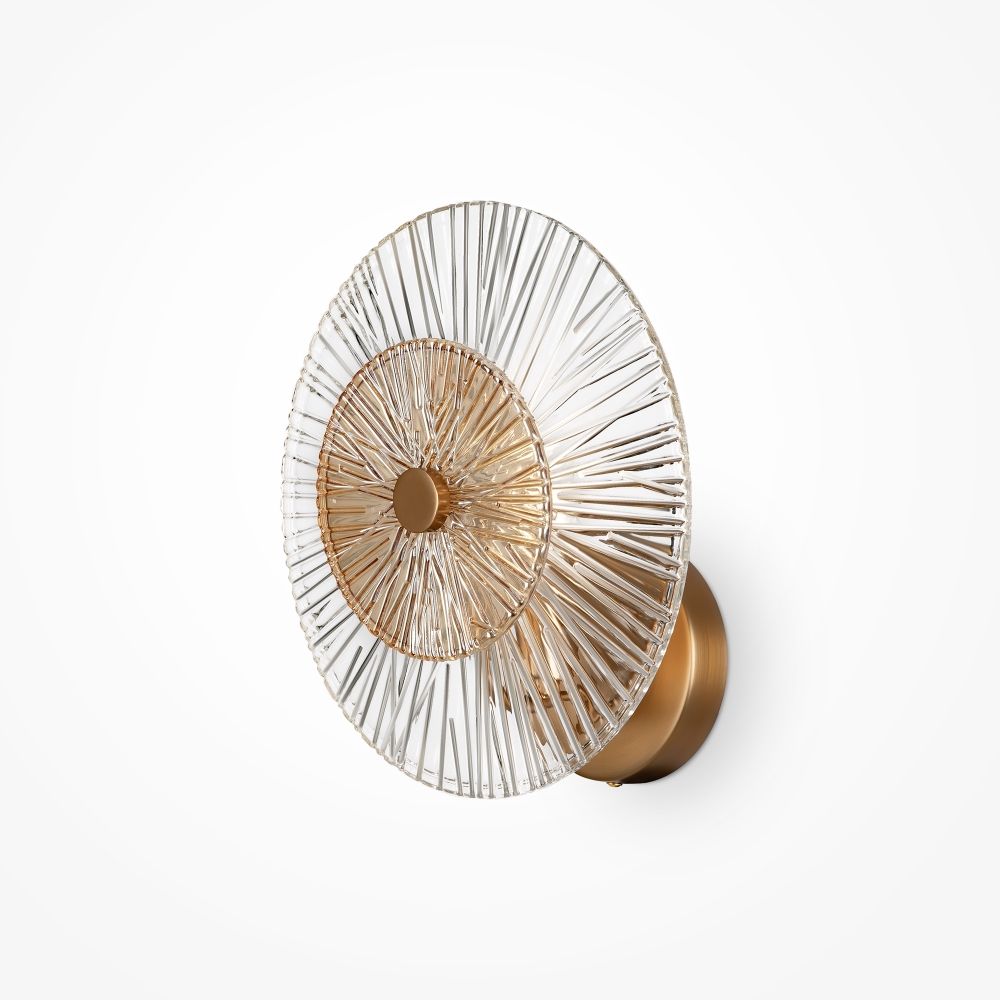 Aplica de perete Metal si Sticla Auriu/Transparent D28xH28cm Aster