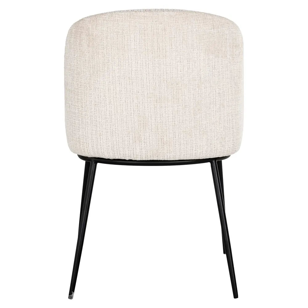 Scaun tapitat cu Chenille ignifug Bej cu picioare din Metal Negru H82xL53xA63cm Elvi Richmond Interiors