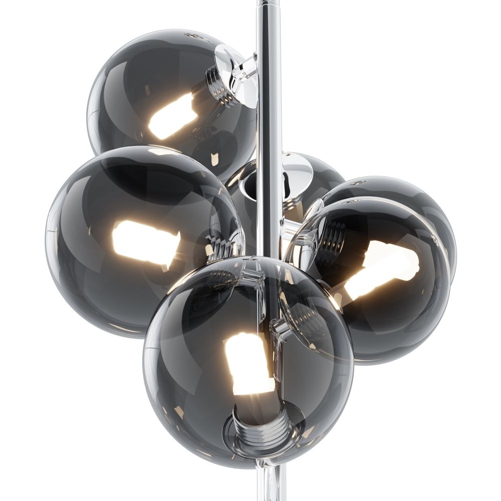 Lustra din Metal si Sticla Argintiu/Gri cu 6 becuri G9 28W D29xH170cm Dallas