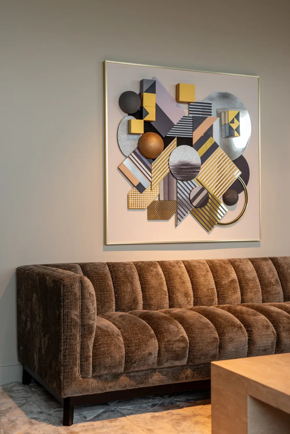 Tablou 3D din Otel inoxidabil|Acrilic|Lemn|Hartie Negru/Auriu L120xH120cm Block