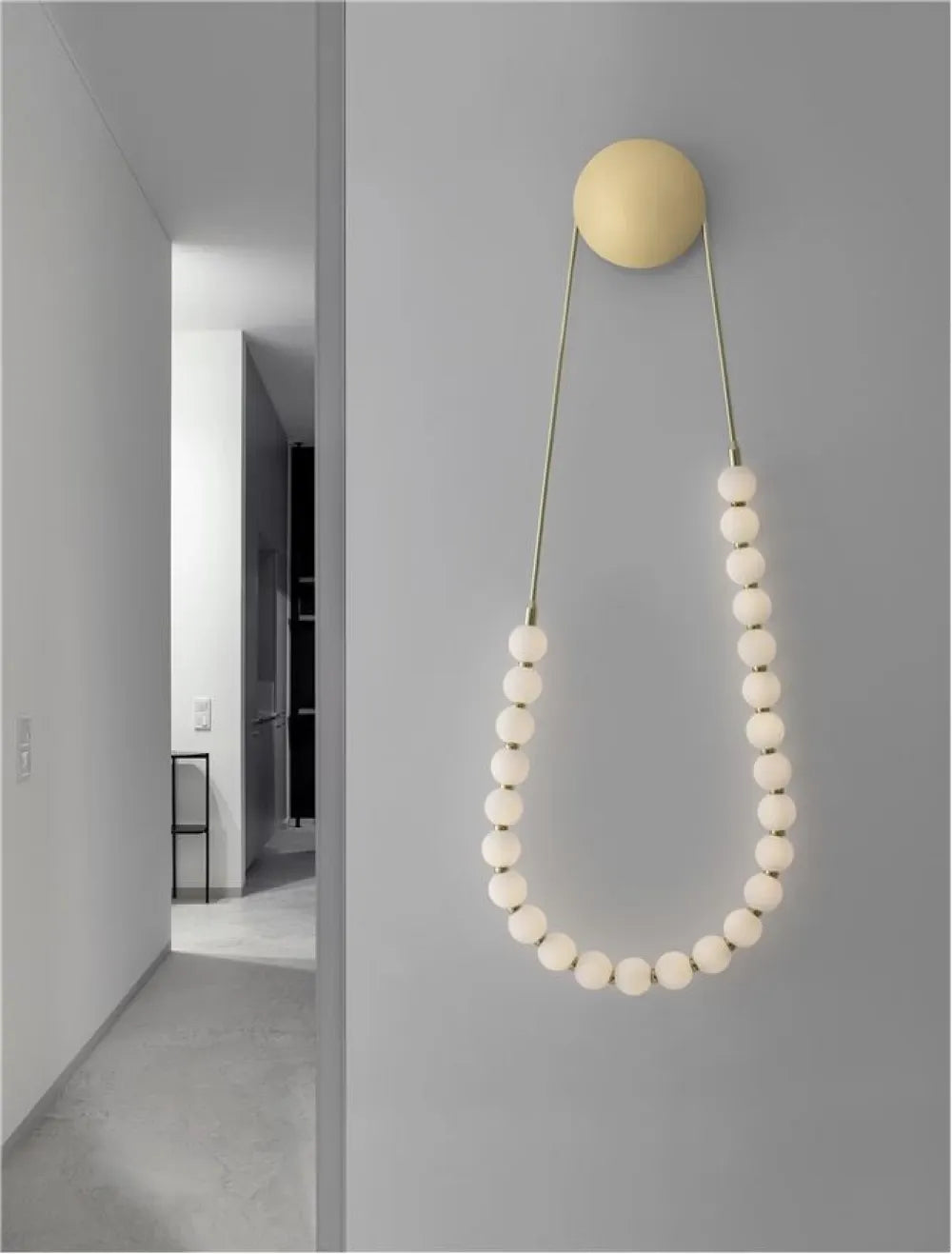 Aplica de perete structura din Metal Auriu si abajur din Sticla Alb H132xL50cm IP20 56W 4734lm 3000k PERLA