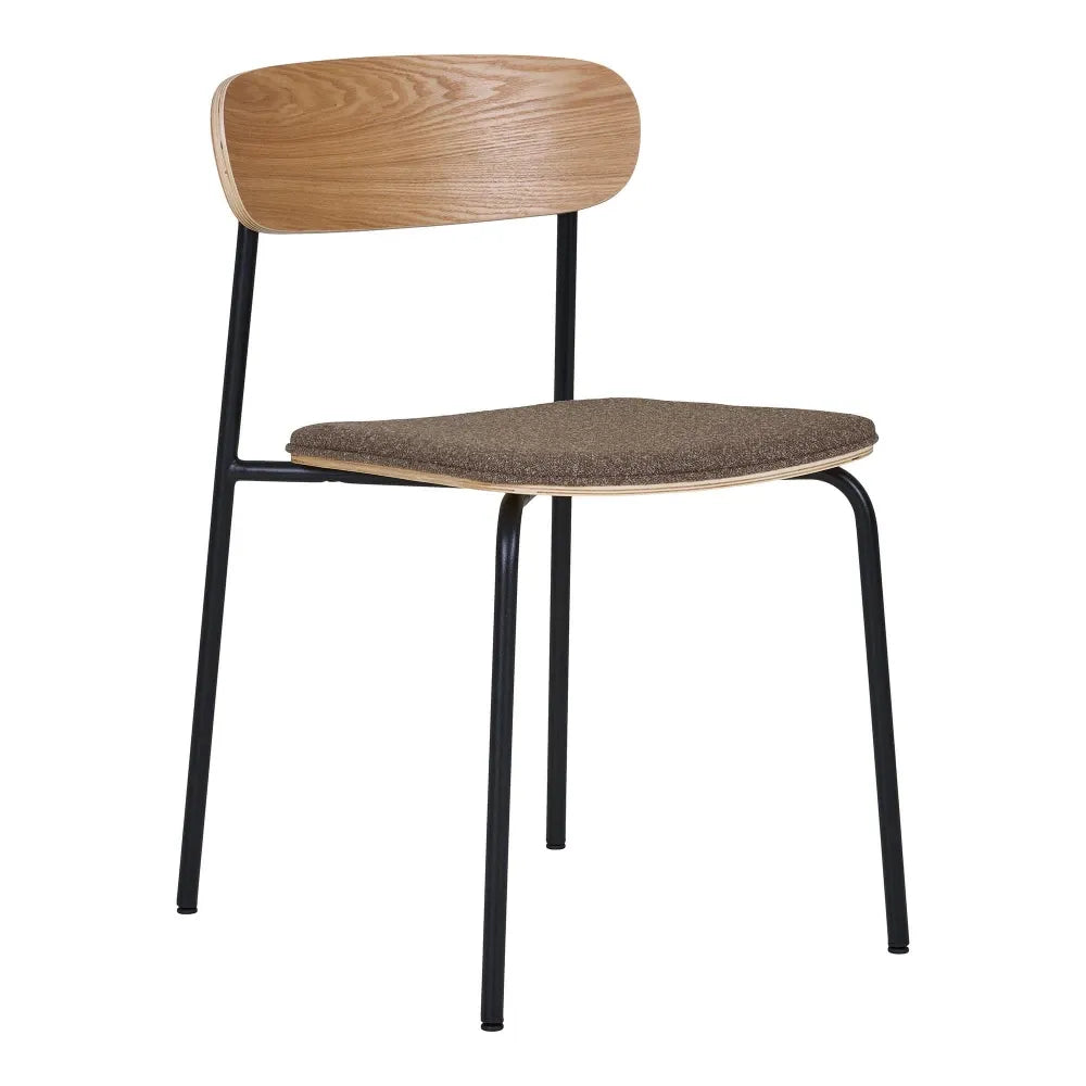 Set 2 scaune din Metal Negru si Lemn de frasin Maro H77xL51xA47cm Estepona