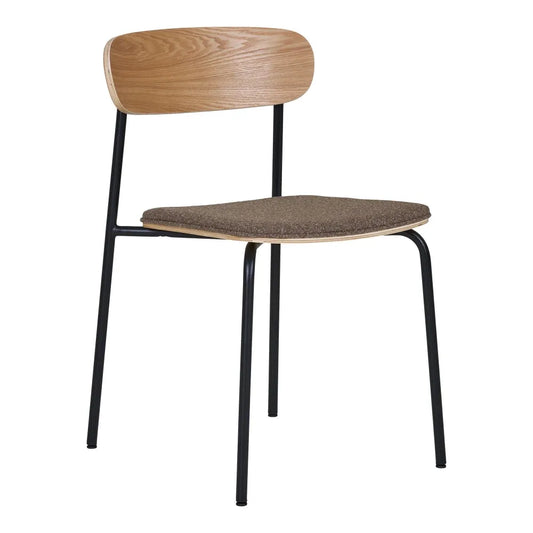 Set 2 scaune din Metal Negru si Lemn de frasin Maro H77xL51xA47cm Estepona