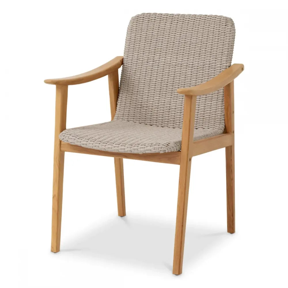 Scaun de exterior din Lemn de tec Maro si Polietilena Maro taupe H89xL58.5xA62cm Honolulu Eichholtz