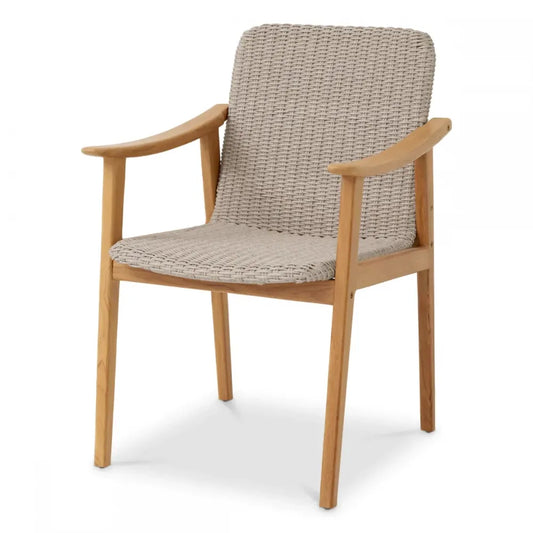Scaun de exterior din Lemn de tec Maro si Polietilena Maro taupe H89xL58.5xA62cm Honolulu Eichholtz