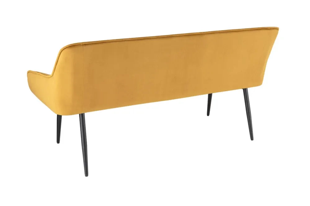 Banca din Metal Negru si Catifea Galben H82xL160cm Turin