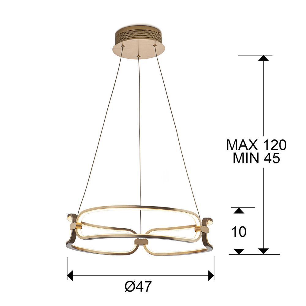 Lustra rotunda cu inaltime reglabila din Aluminiu Rose Gold cu LED D47xH120cm Colette