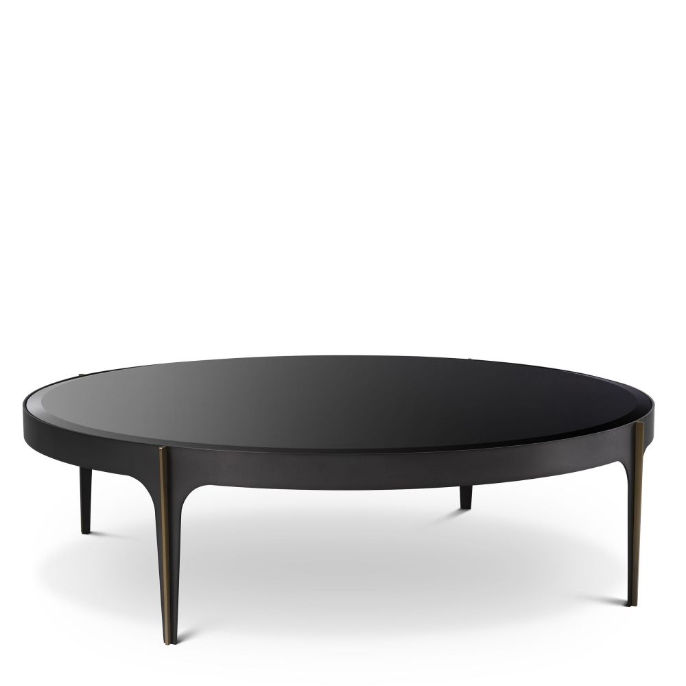 Masuta de cafea Rotunda din Otel inoxidabil si Sticla securizata Negru D124xH35cm Artemisa