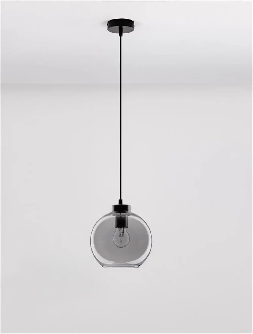 Pendul structura din Metal Negru si abajur din Sticla Fumuriu H220xL20cm IP20 PALMER