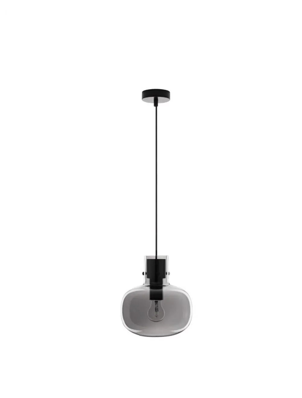 Pendul structura din Metal Negru si abajur din Sticla Fumuriu H228xL22cm IP20 CINZIA