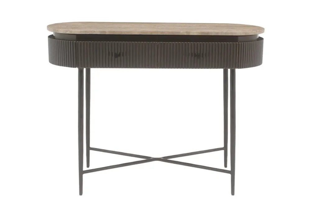 Consola din MDF/Metal Maro si Travertin Maro L100xH76cm Russo Richmond interiors