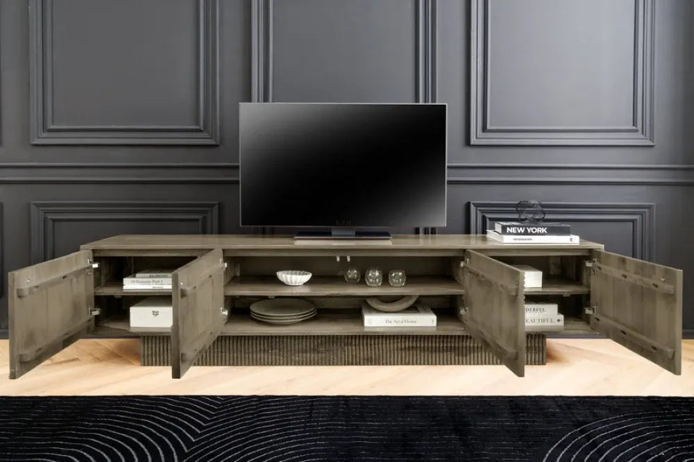 Comoda TV din Lemn de mango Gri L200xH50cm ART DECO