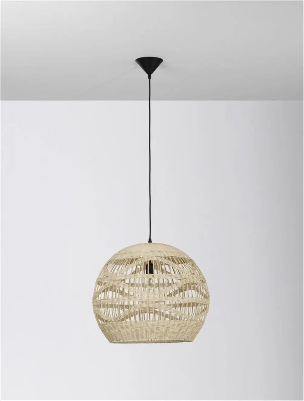 Pendul structura din Metal Negru si abajur din Ratan Bej H205xL48.5cm IP20 MARLO