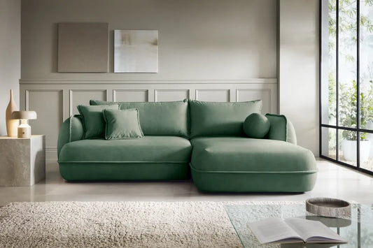 Coltar extensibil cu spatiu depozitare din Stofa Cloud Verde Visby