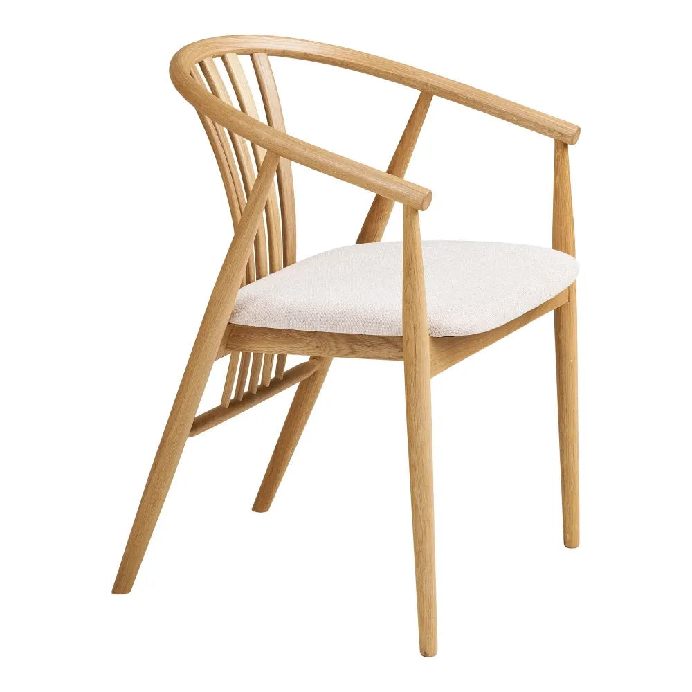 Scaun din Stofa Bej si Lemn de stejar Maro L54xH78cm Agustin