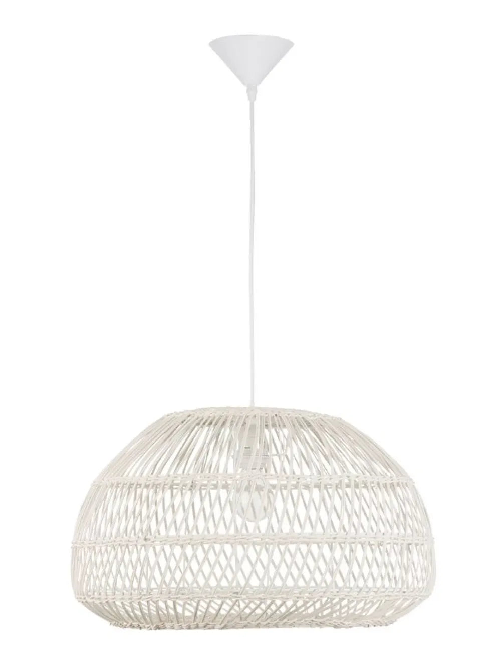 Pendul structura din Metal Alb si abajur din Ratan Crem H250xL50.5cm IP20 MELODY