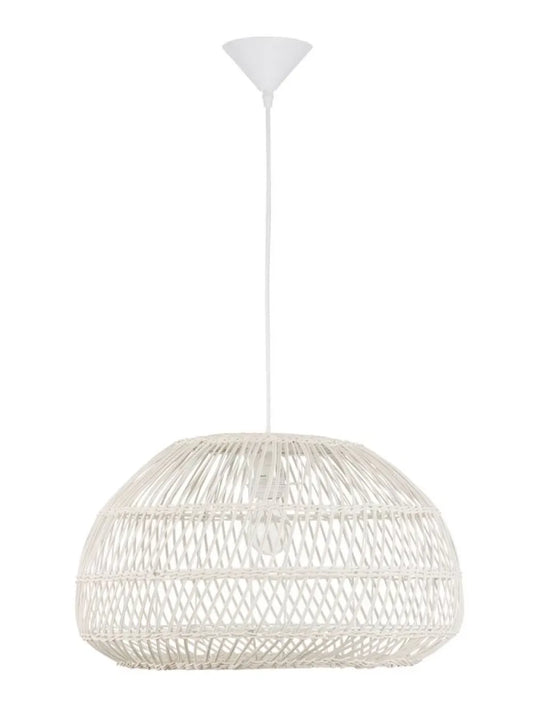 Pendul structura din Metal Alb si abajur din Ratan Crem H250xL50.5cm IP20 MELODY