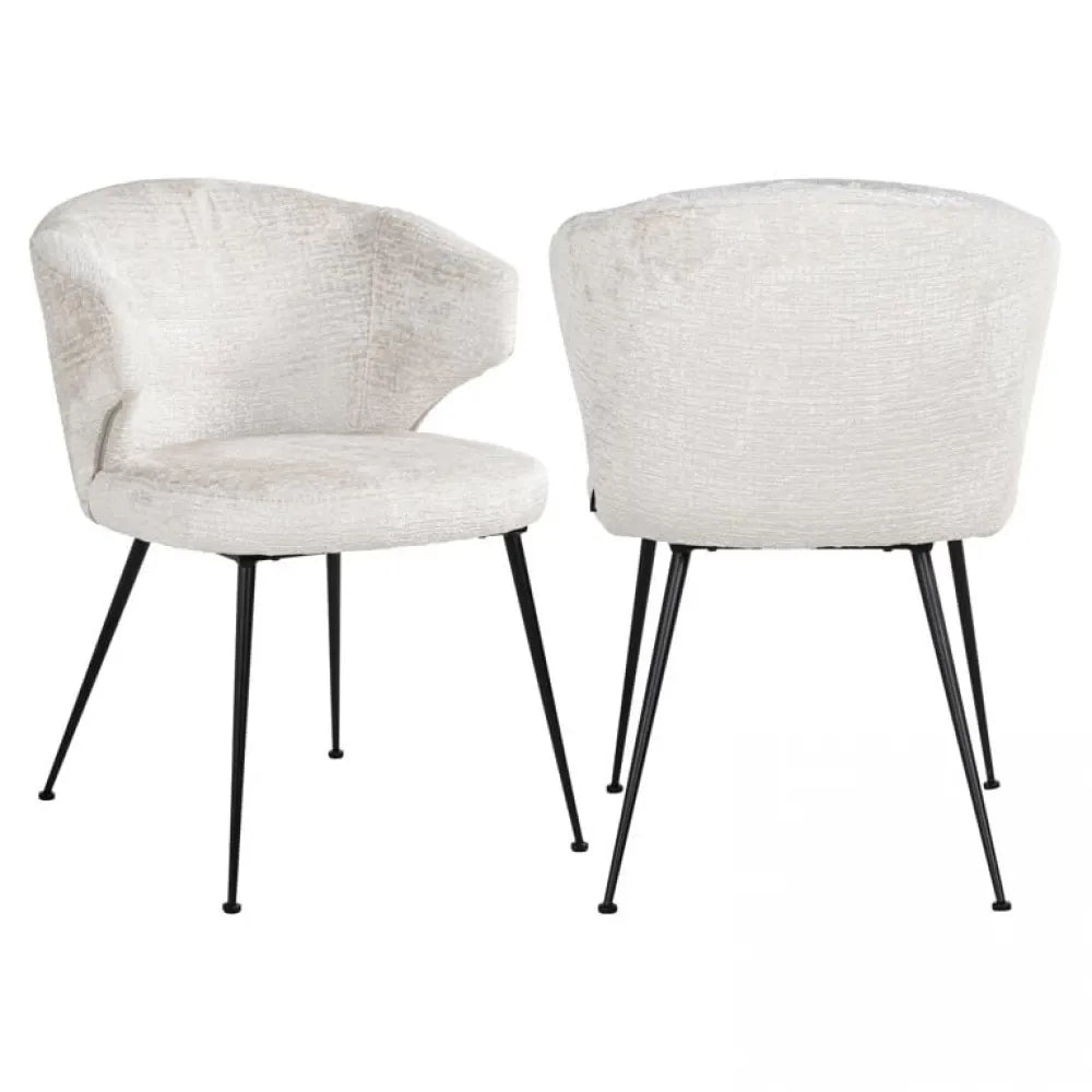 Scaun tapitat cu Stofa Crem cu picioare din Metal Negru H80xL60xA65cm Xandra Richmond Interiors
