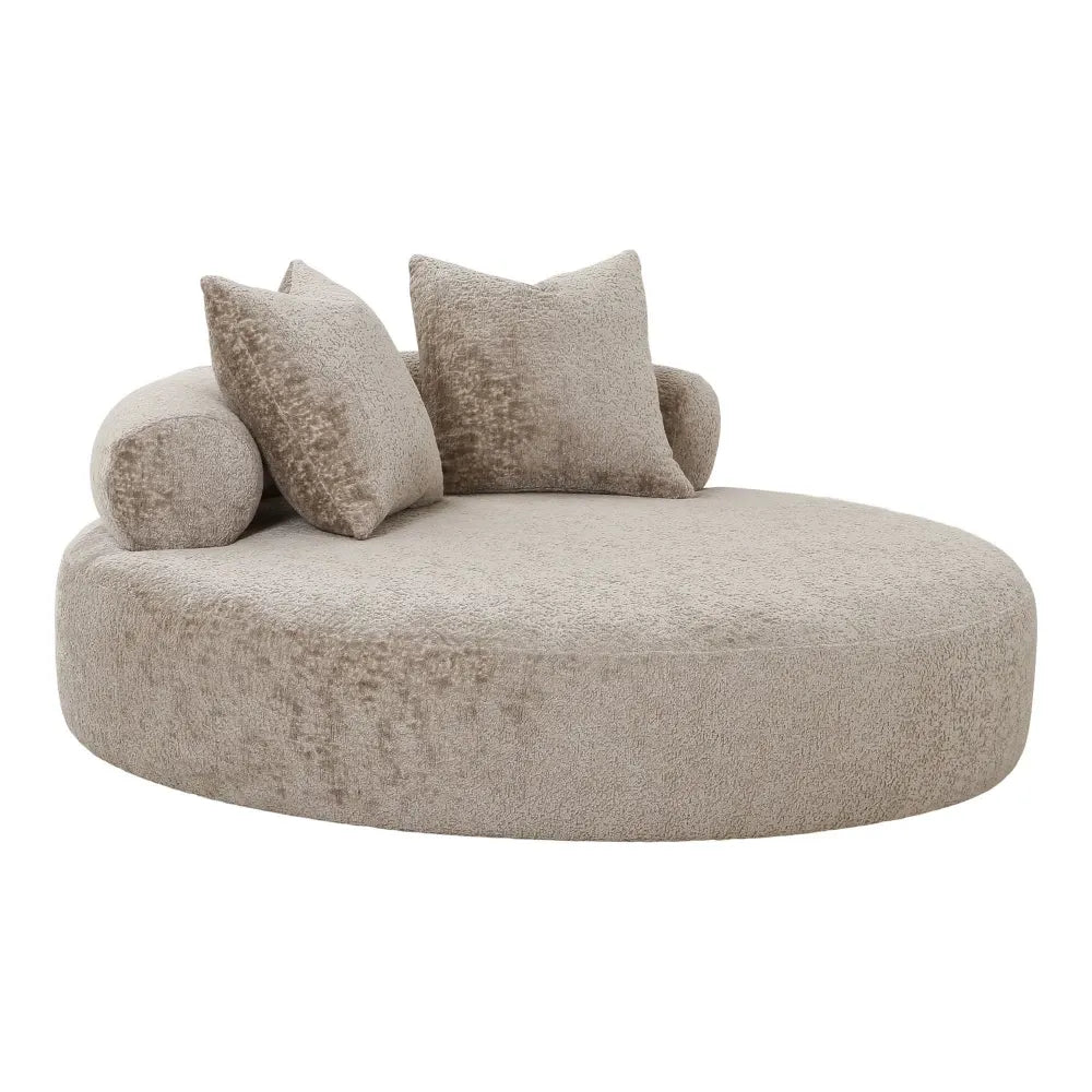 Canapea rotunda tapitata cu Chenille bej 160xH60cm Cairo