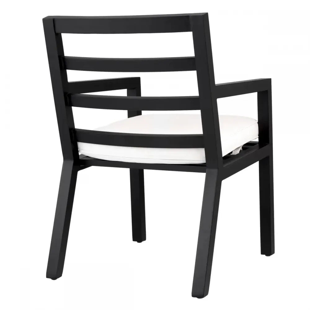 Scaun de exterior din Metal Negru si Stofa Alb H86xL55.5xA66.5cm Delta Eichholtz