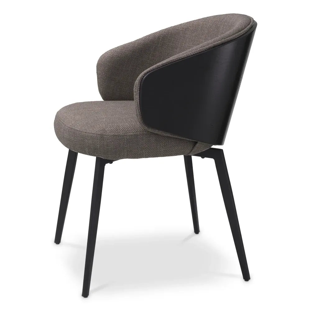 Scaun tapitat cu Stofa Gri L57xA62xH77cm Camerota Eichholtz