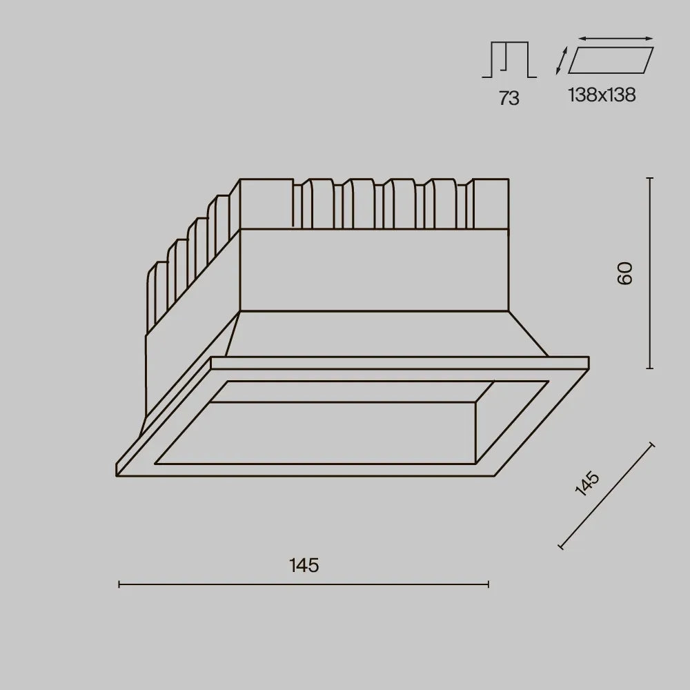 Spot incastrat din Aluminiu/plastic Alb H6xL14.5cm 18W Okno