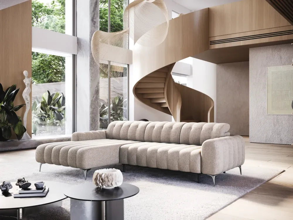 Coltar extensibil electric tapitat cu Stofa Bej inchis Padova I