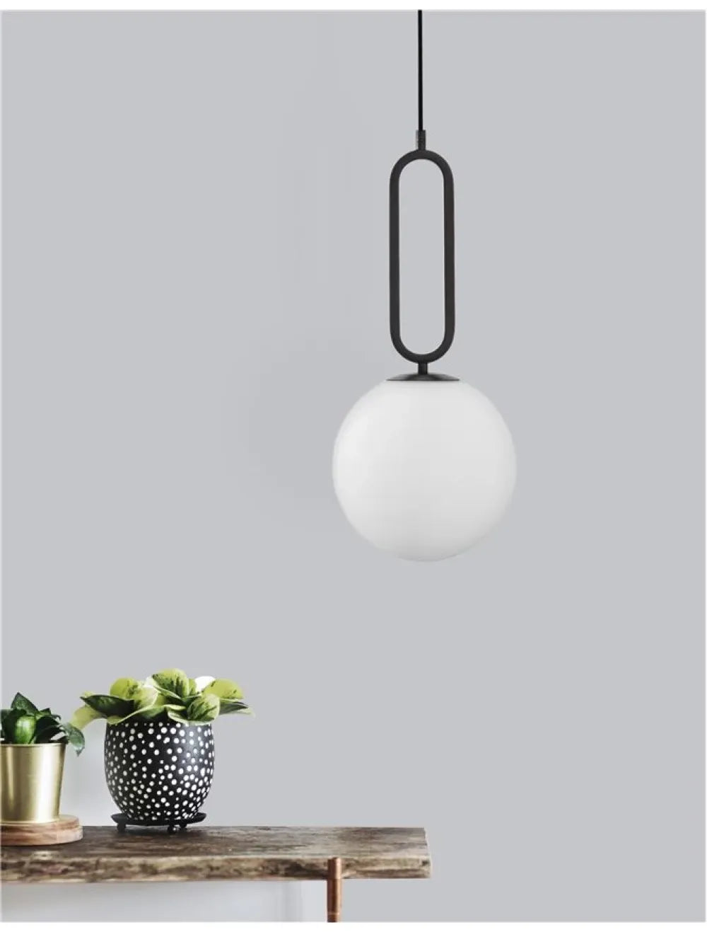 Pendul structura din Metal Negru si abajur din Sticla Alb H120xL20cm IP20 GRUS