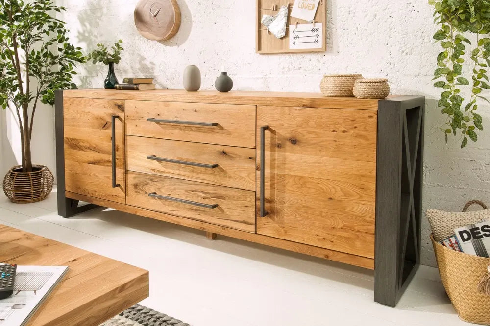 Comoda din MDF Maro si Metal Negru L200xH81cm Thor