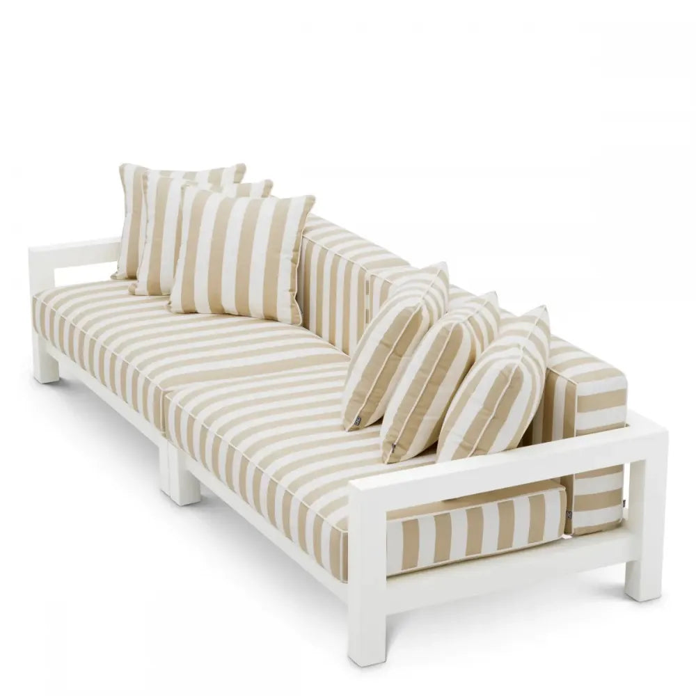 Canapea de exterior din Metal Alb si Stofa Alb/Bej H72xL273.5cm Cap-Antibes Eichholtz