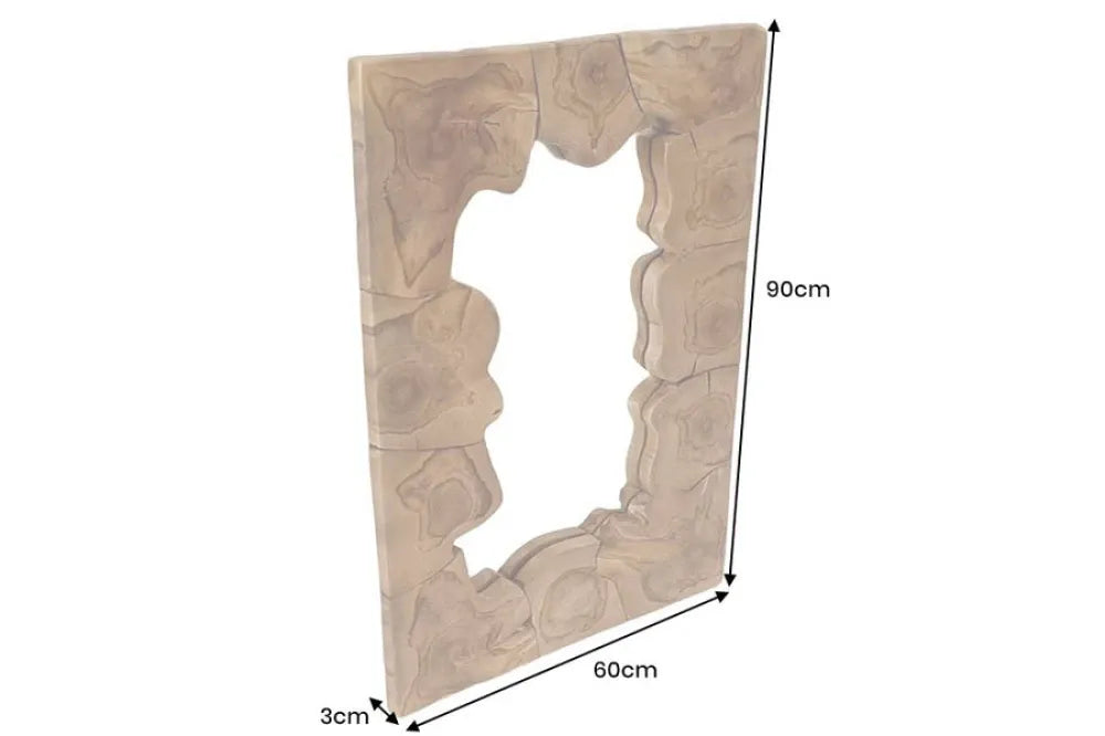 Oglinda cu rama din Lemn de tec Maro brown H90xL60cm Mosaic