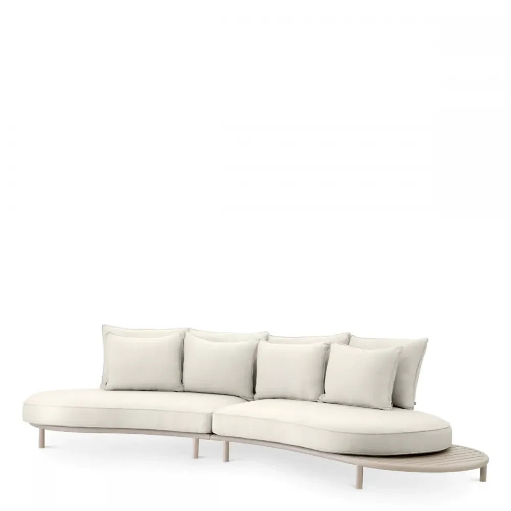 Canapea de exterior din Metal Bej si Stofa Alb/Gri H59xL330cm Laguno  Eichholtz