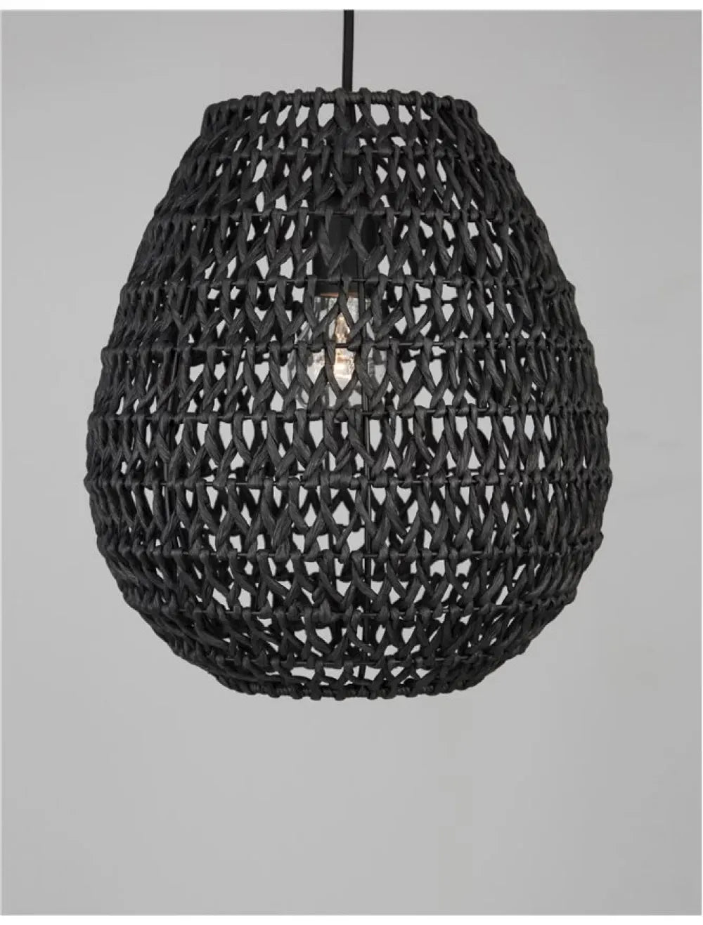 Pendul structura din Metal Negru si abajur din Ratan Negru H215xL30.5cm IP20 GRIFFIN