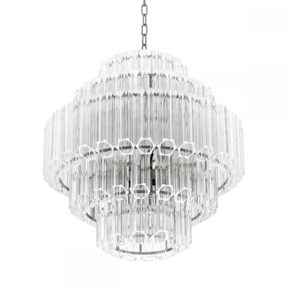 Candelabru din Metal Argintiu si Sticla Transparent H67xD66cm Vittoria S Eichholtz