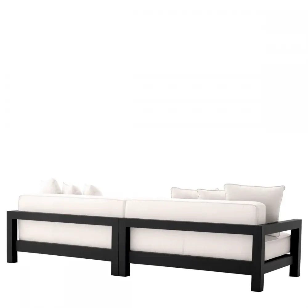 Canapea de exterior din Metal Negru si Stofa Alb H72xL273.5cm Cap-Antibes Eichholtz