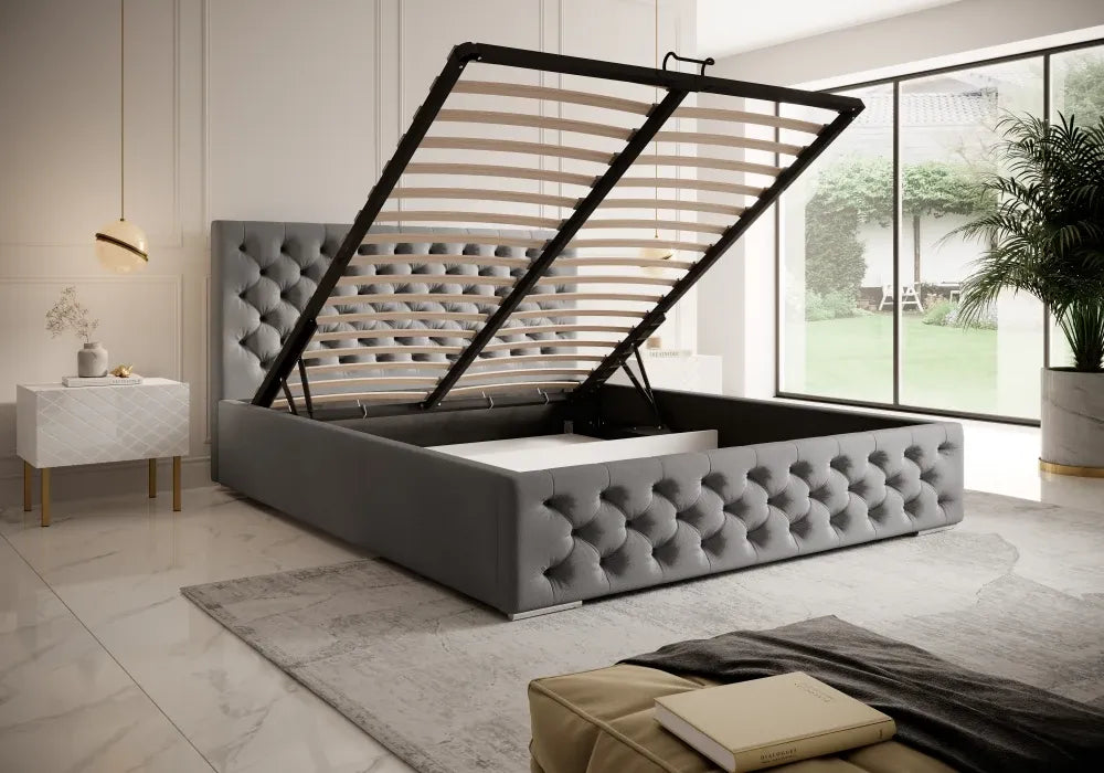 Pat 140 x 200 tapitat cu Catifea Magic velvet Gri Lora