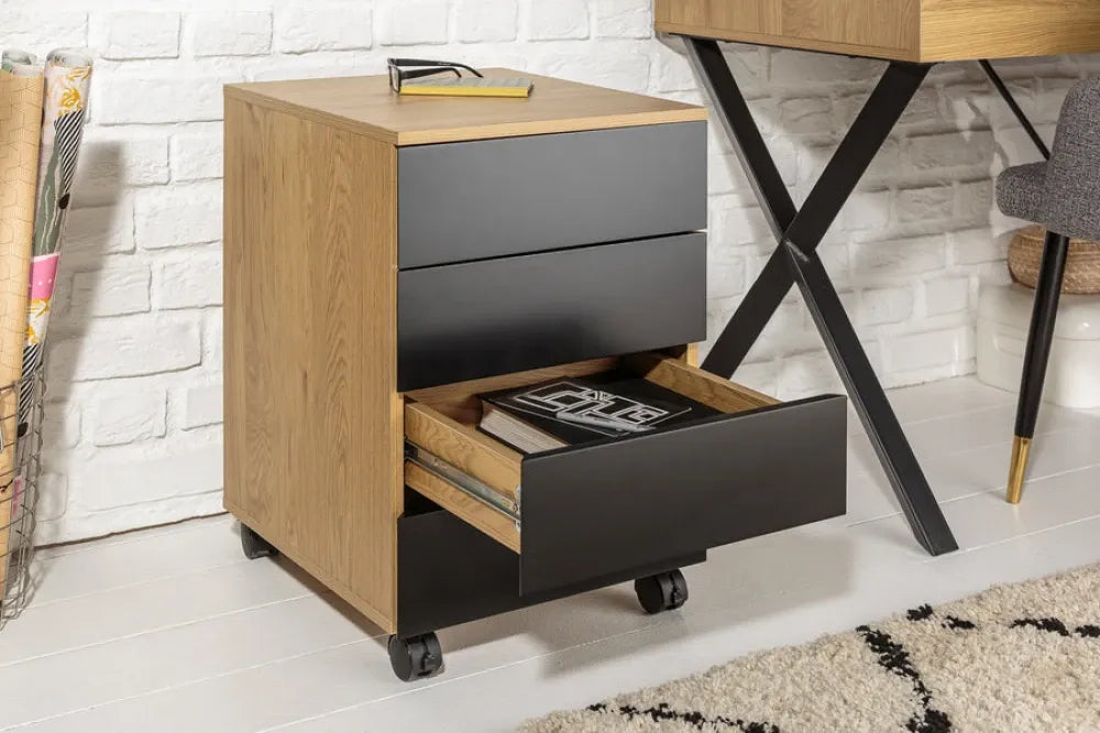 Dulapior de birou cu rotile din MDF Maro/Negru L40xH62cm STUDIO
