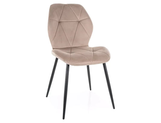 Set 2 scaune din Catifea Bej inchis si Metal Negru Hx86Lx48xA56cm Rick