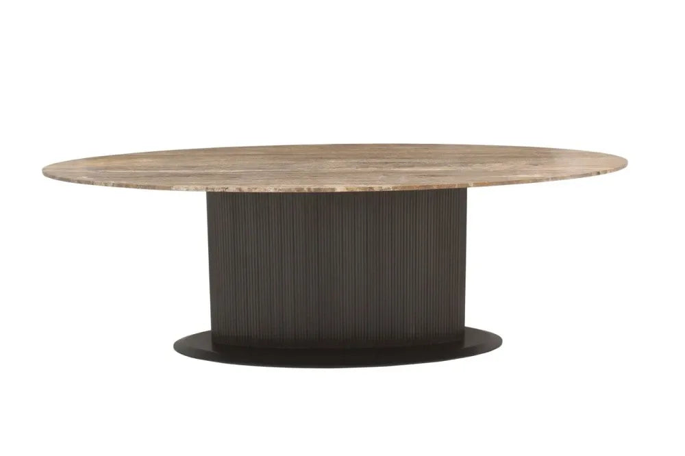 Masa ovala din MDF/Metal Maro si Travertin Maro L235xH76cm Russo Richmond interiors