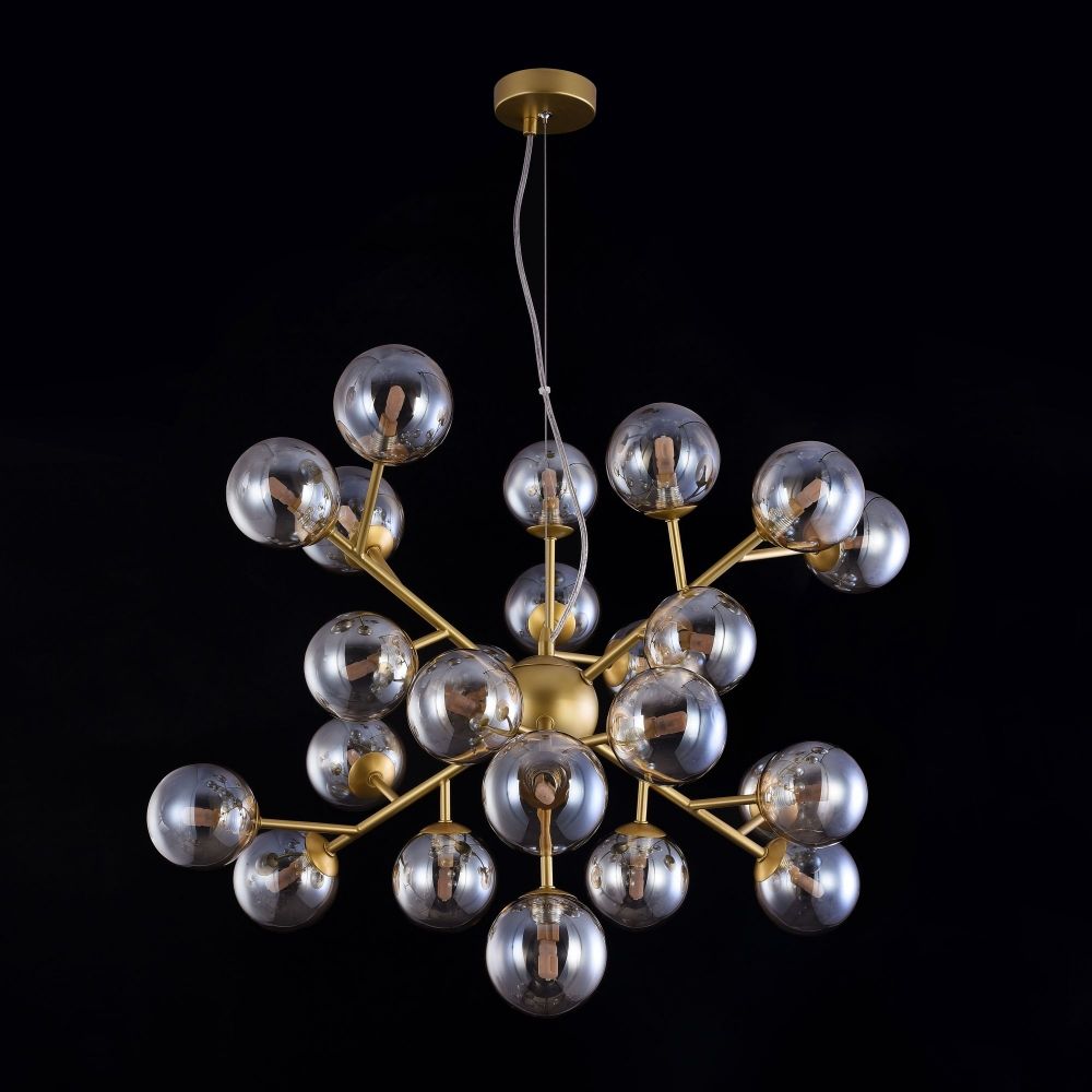 Lustra rotunda cu inaltime reglabila din Sticla Auriu cu 24 becuri D65xH147cm Dallas