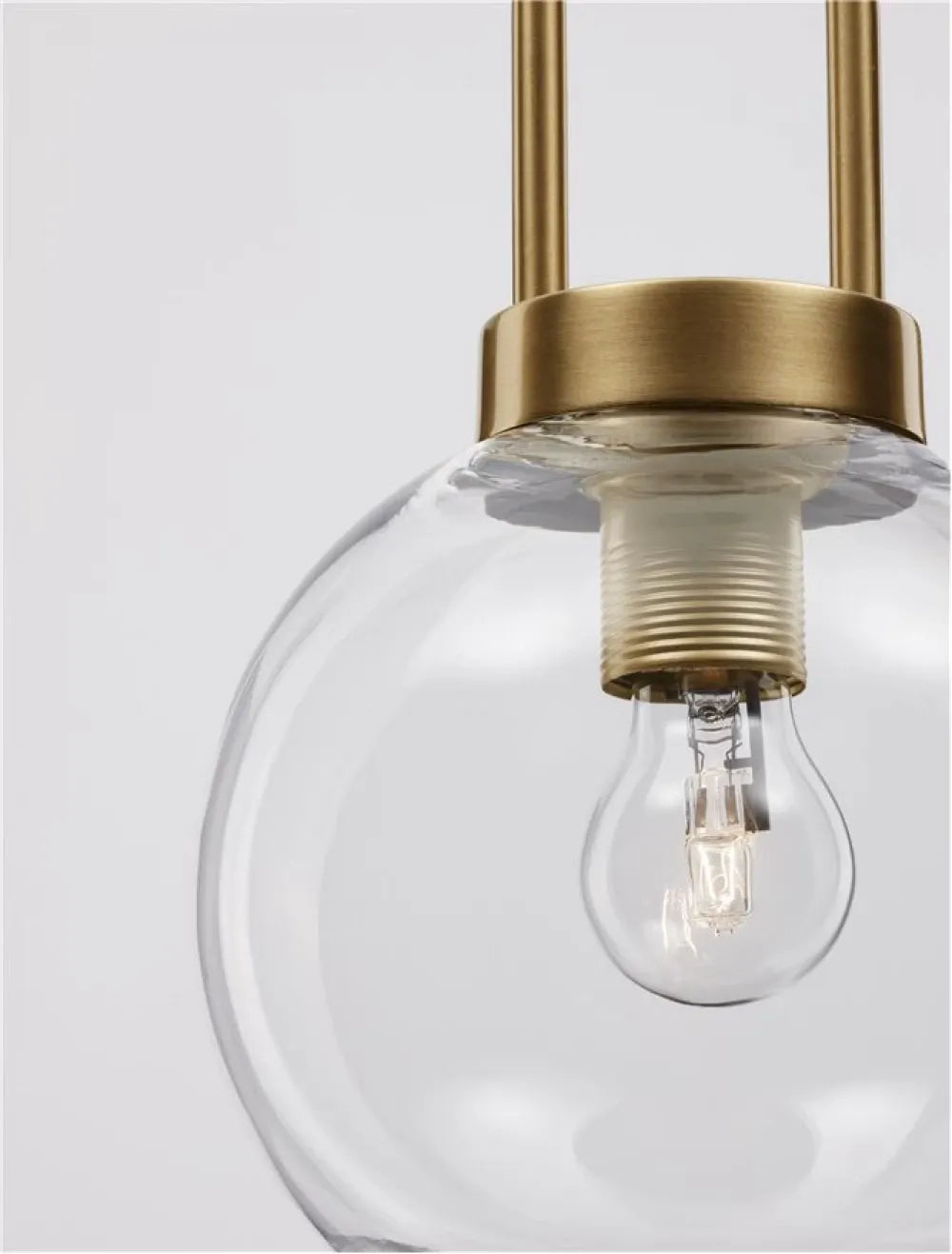 Pendul structura din Metal Alama si abajur din Sticla Transparent H230xL20cm IP20 IRVINE