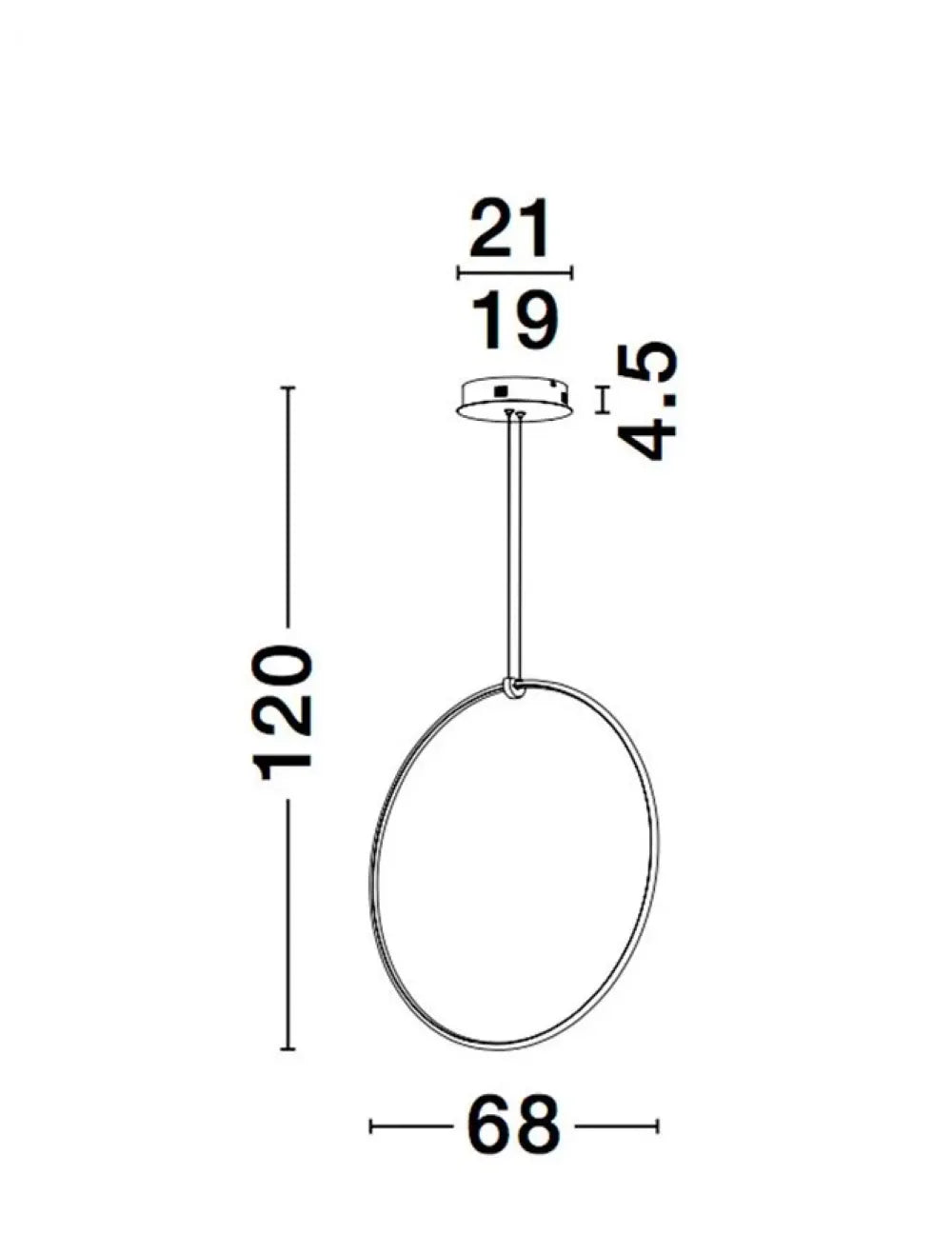 Pendul din Aluminiu Negru H120xL68cm IP20 27W 1603lm 3000k RING